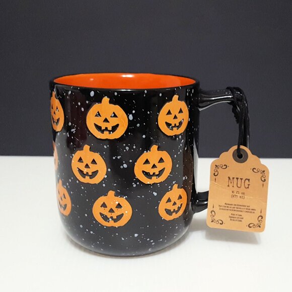 NEW Global Design Speckled Jack O Lantern Mug 16 OZ Halloween - Picture 2 of 6